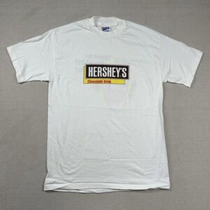 Vintage Hanes Beefy Hersheys Shirt Mens M Chocolate Drink 2-Sided‎ 80s 90s